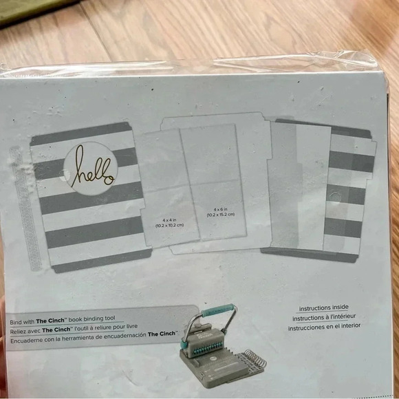 Heidi Swapp Cinch Album Kit New 10 Pc Craft Scrapbooking Grey White Stripe Hello - Picture 7 of 8